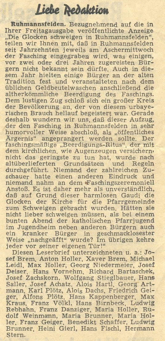 Leserbrief zum Glockenkrieg